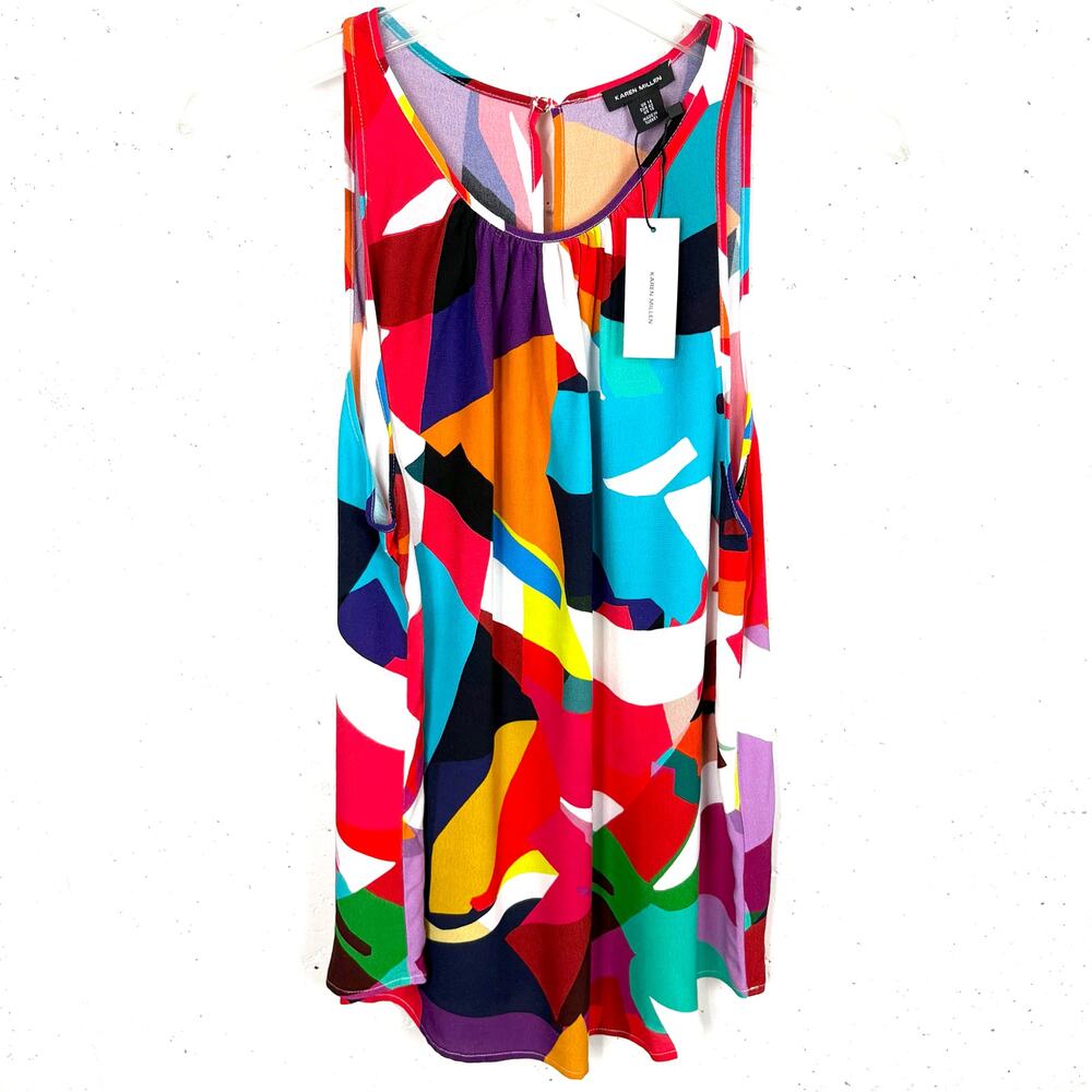 Karen Millen Womens Abstract Woven Shell Top Sleeveless Round Neck Multi 10